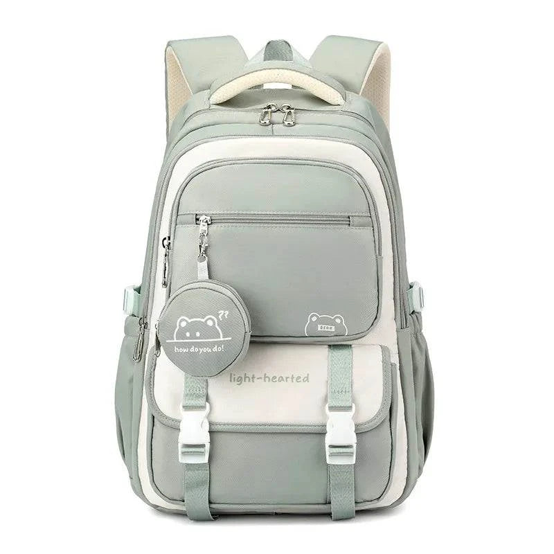 Cute School Backpack for Girls – Lightweight Oxford Primary School Bag - green