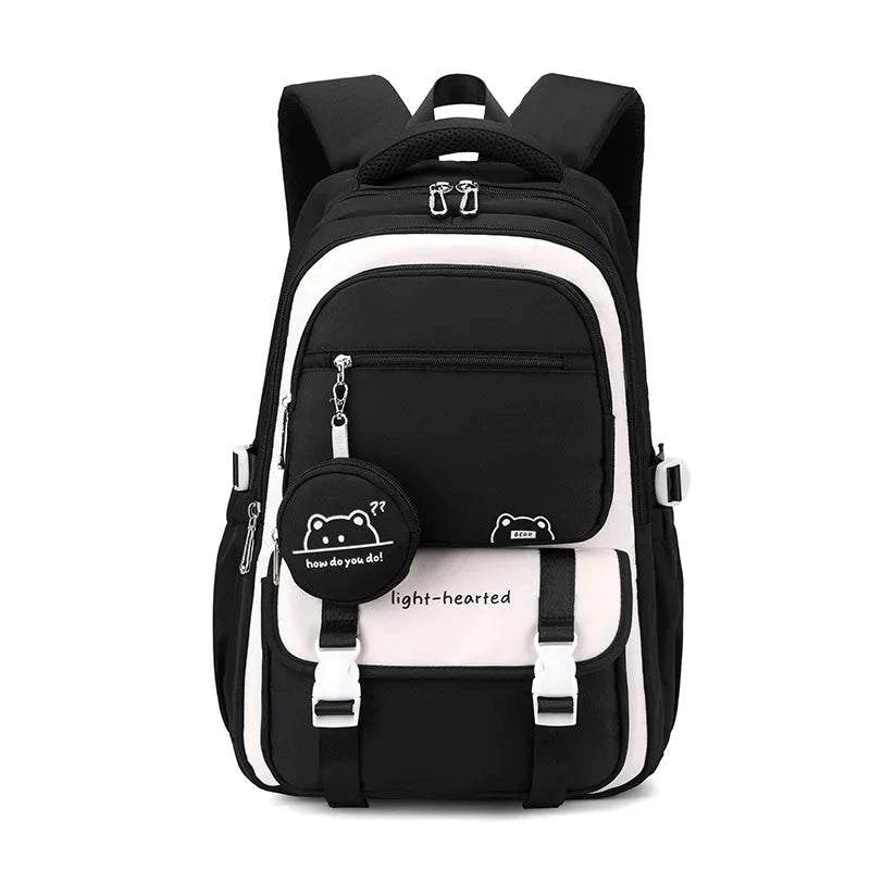 Cute School Backpack for Girls – Lightweight Oxford Primary School Bag - black