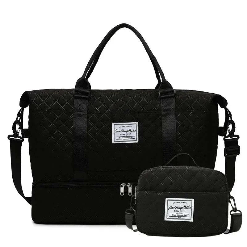 Women's Fashion Oxford Travel Duffel Bag - black